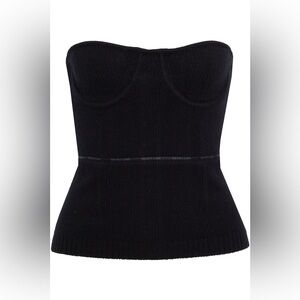 Helmet Lang Logo Jacquard trimmed Wool Bustier Top